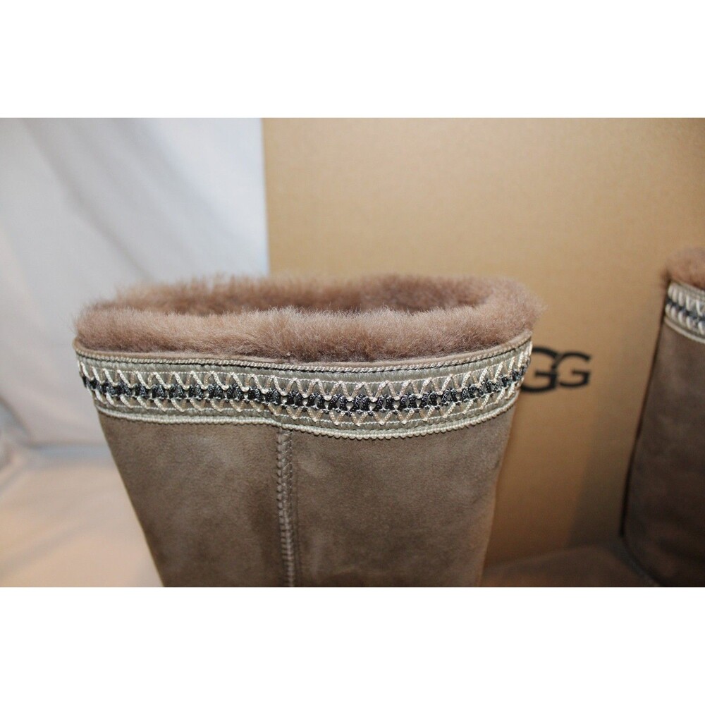 UGG CLASSIC TALL TRAILGAZER SUEDE BRAID WATERPROOF BOOTS WOMEN NIB HICKORY - Picture 4 of 9